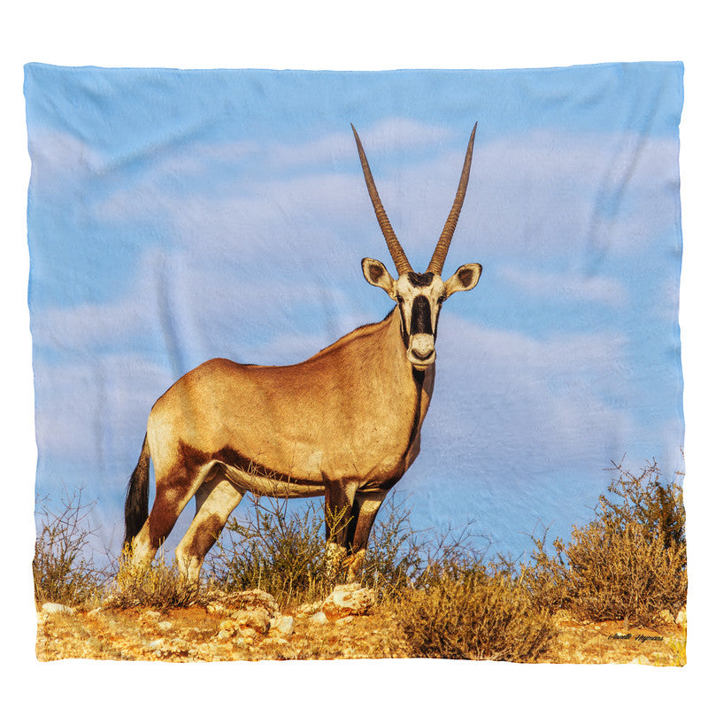Oryx On The Horizon Light Weight Fleece Blanket by Annette Heymans