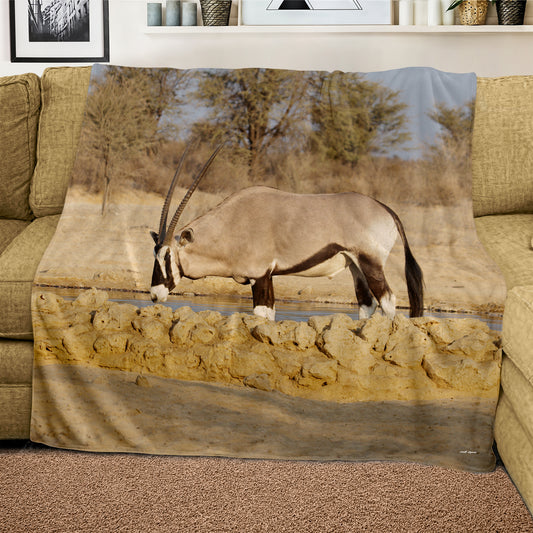 Oryx Bull Light Weight Fleece Blanket by Annette Heymans