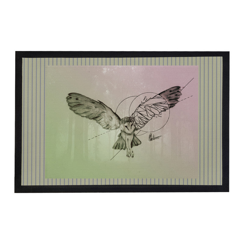 Owl In Flight Door Mat by Nathan Pieterse