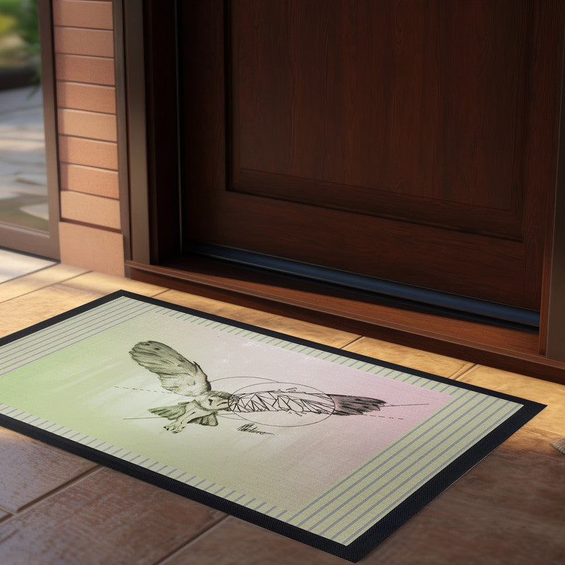 Owl In Flight Door Mat by Nathan Pieterse