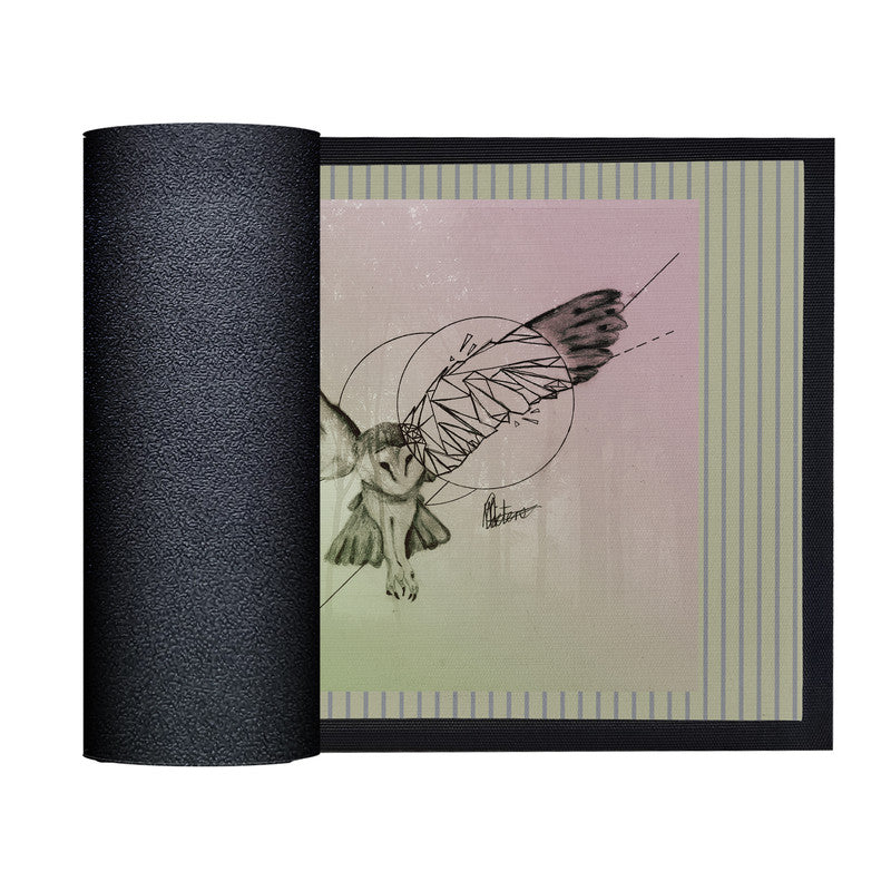 Owl In Flight Door Mat by Nathan Pieterse