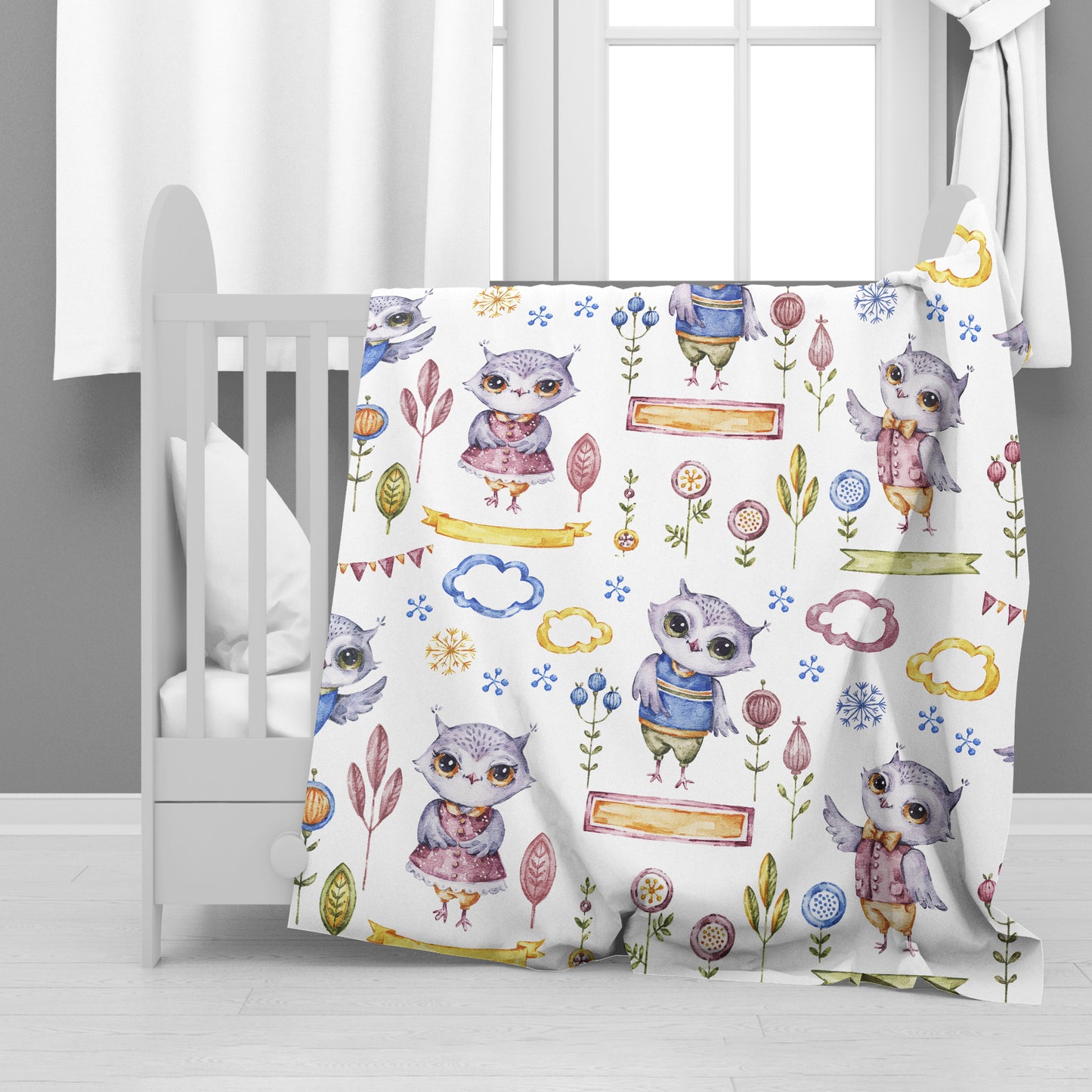 Owl Flower Festival Minky Blanket