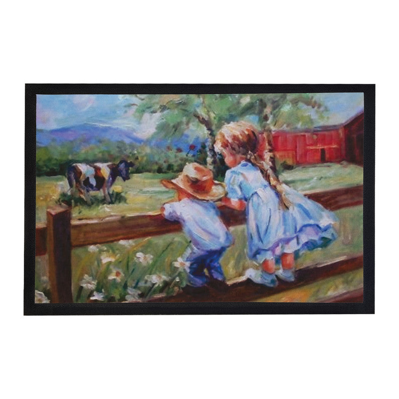 Painted Children on Farm Door Mat
