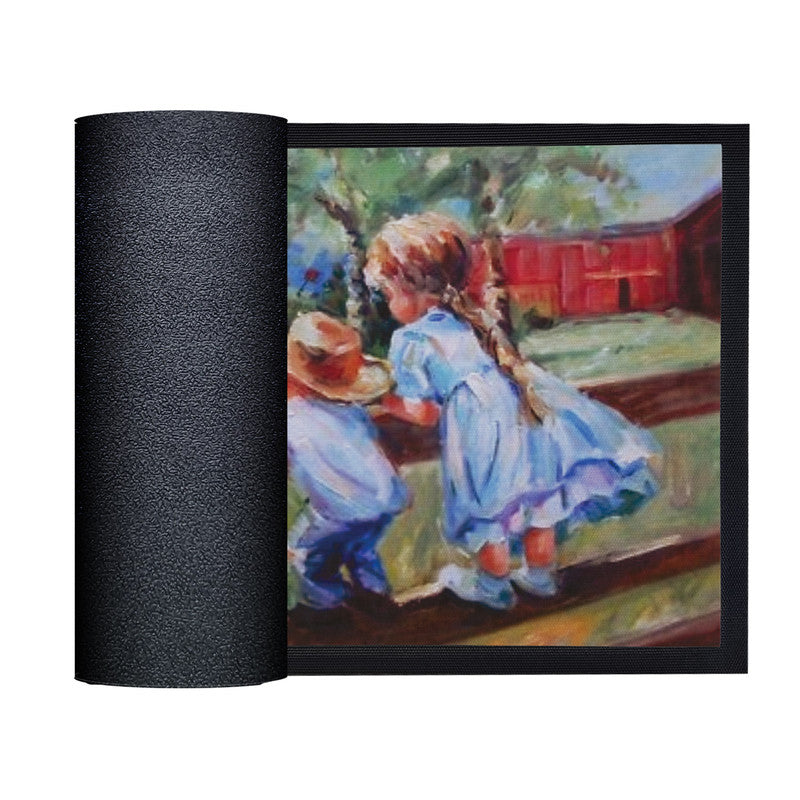 Painted Children on Farm Door Mat