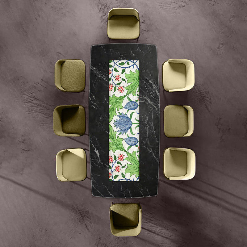 Painted Floral on Lime Stone 160cm Table Runner