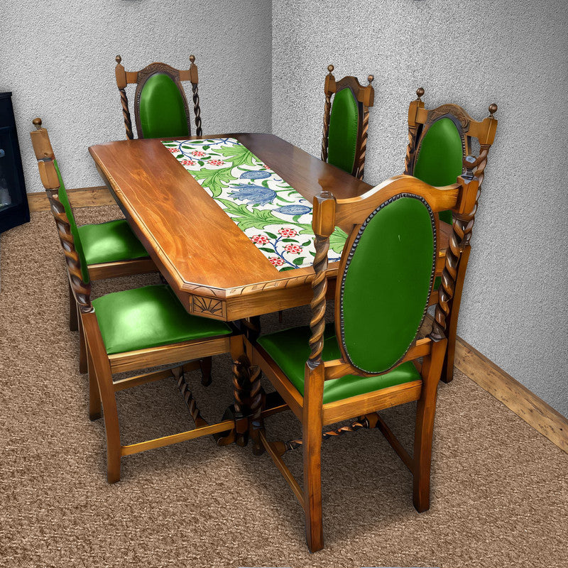 Painted Floral on Lime Stone 160cm Table Runner
