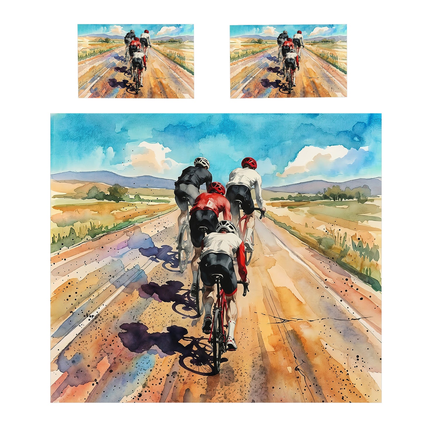 Painted Cross Country Bikes Duvet Cover Set