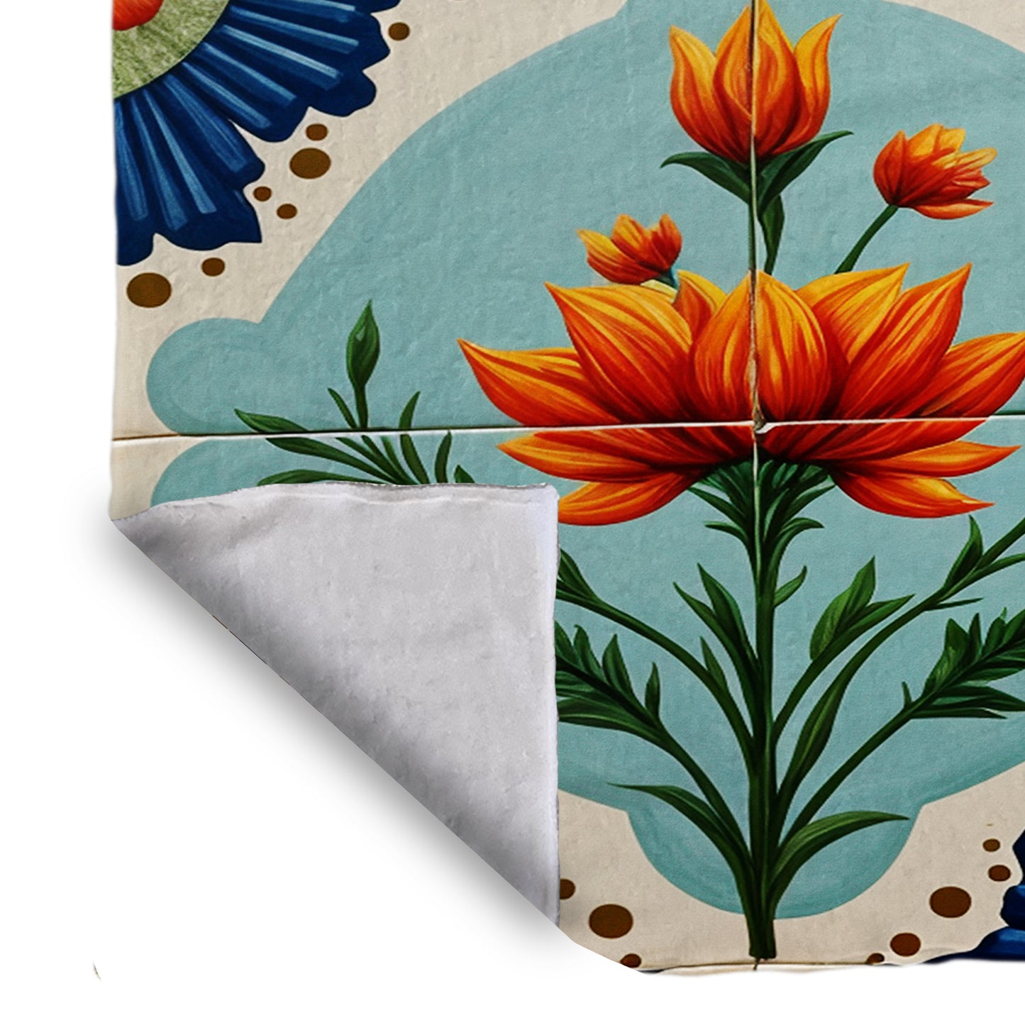 Painted Floral Tiles Bed Throw