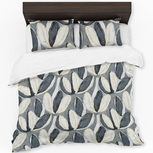 Painted Grey & White Tulips Duvet Cover Set