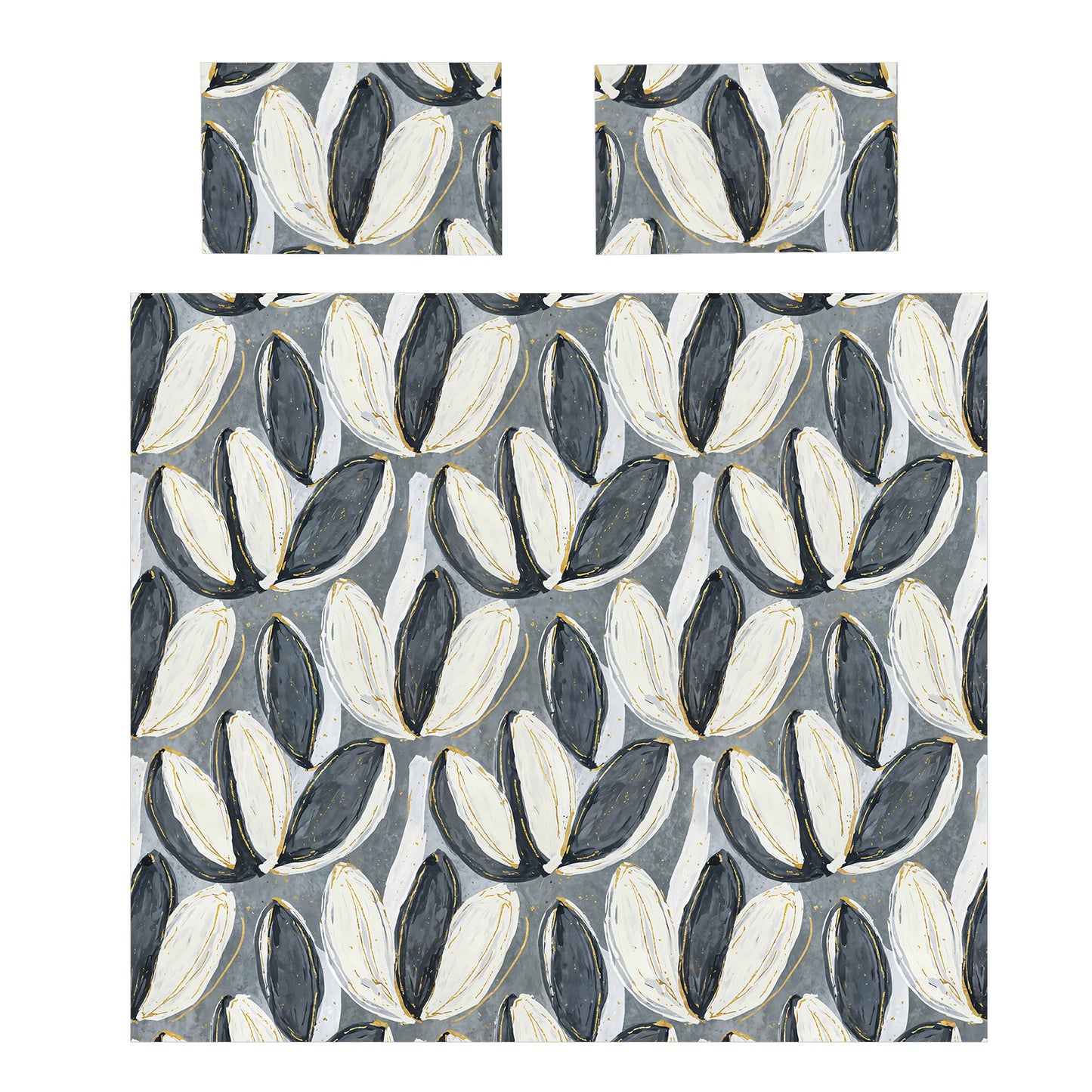 Painted Grey & White Tulips Duvet Cover Set
