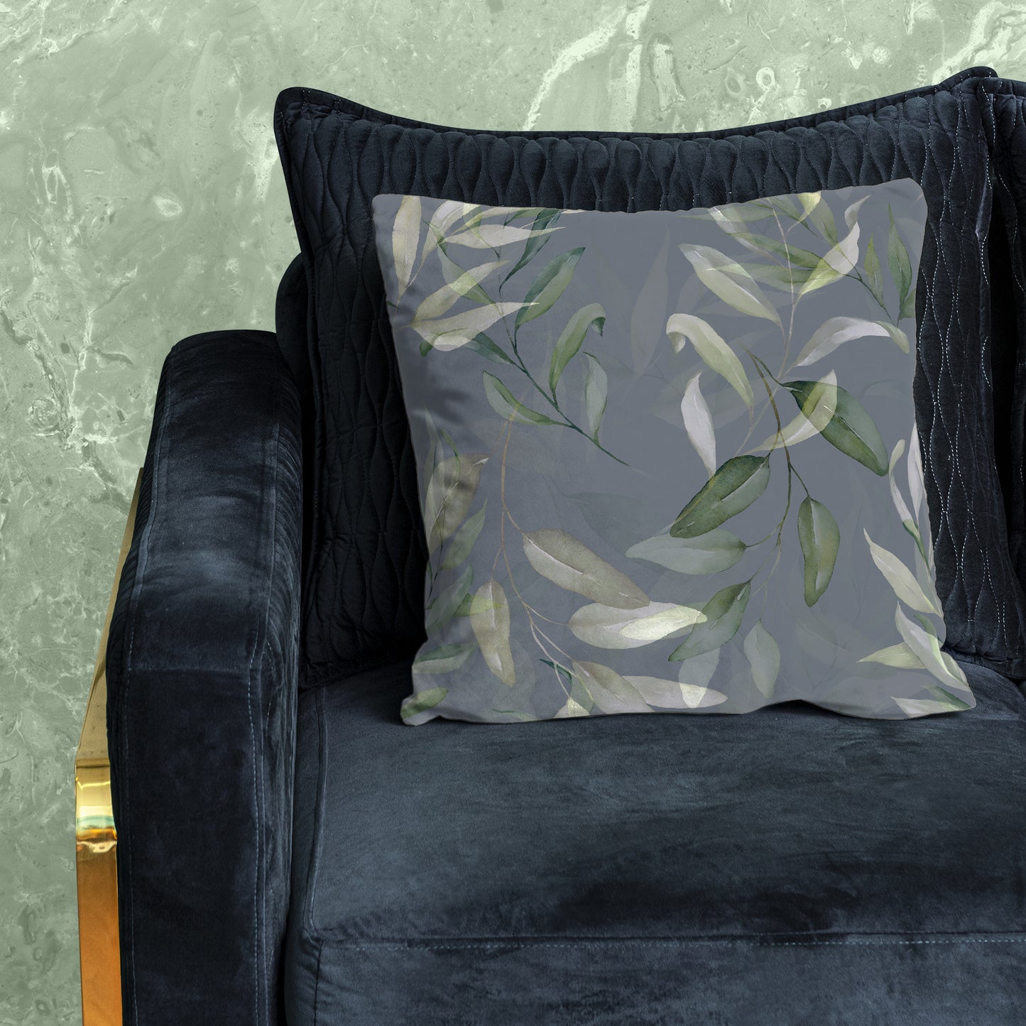 Painted Leaves On Grey Luxury Scatter by Mark van Vuuren