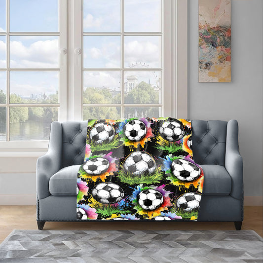Painted Soccer Ball Light Weight Fleece Blanket by Mark van Vuuren