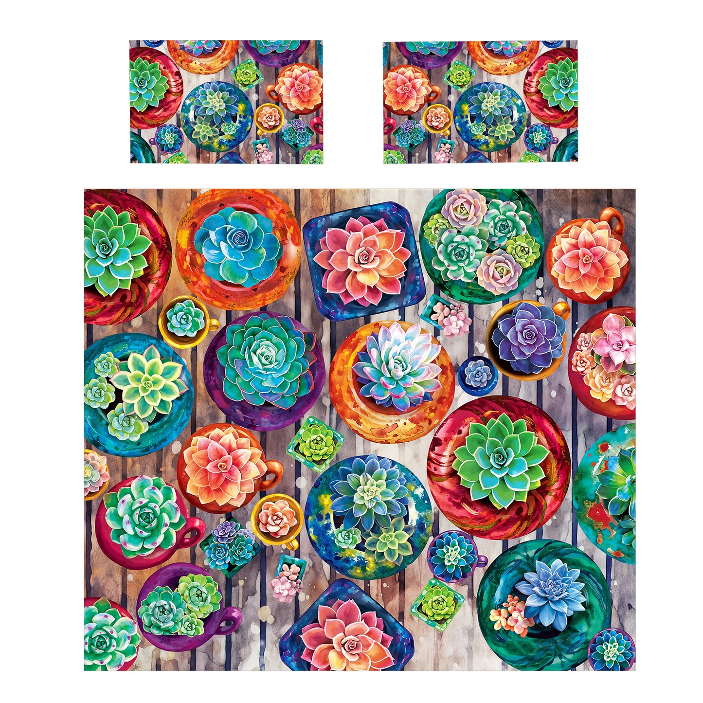 Painted Succulent Selection Duvet Cover Set