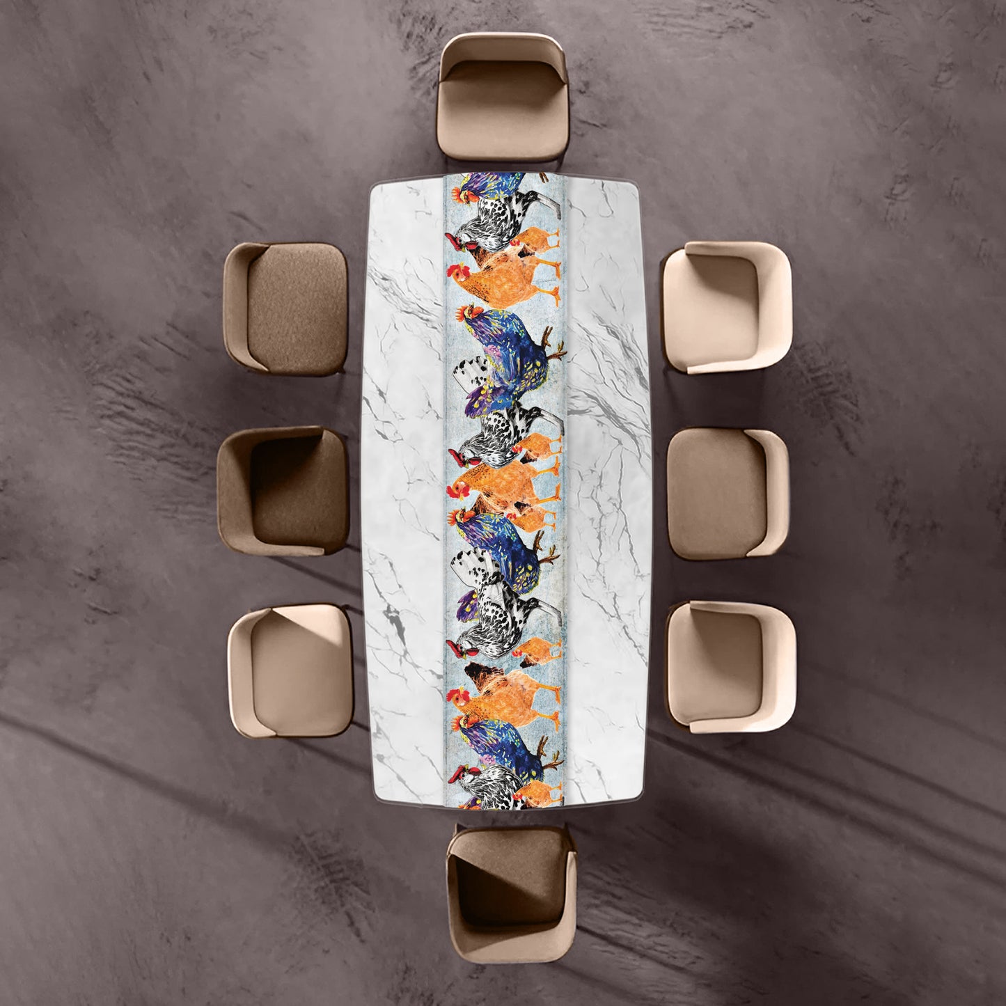 Painted Chickens Table Runner By Mark van Vuuren