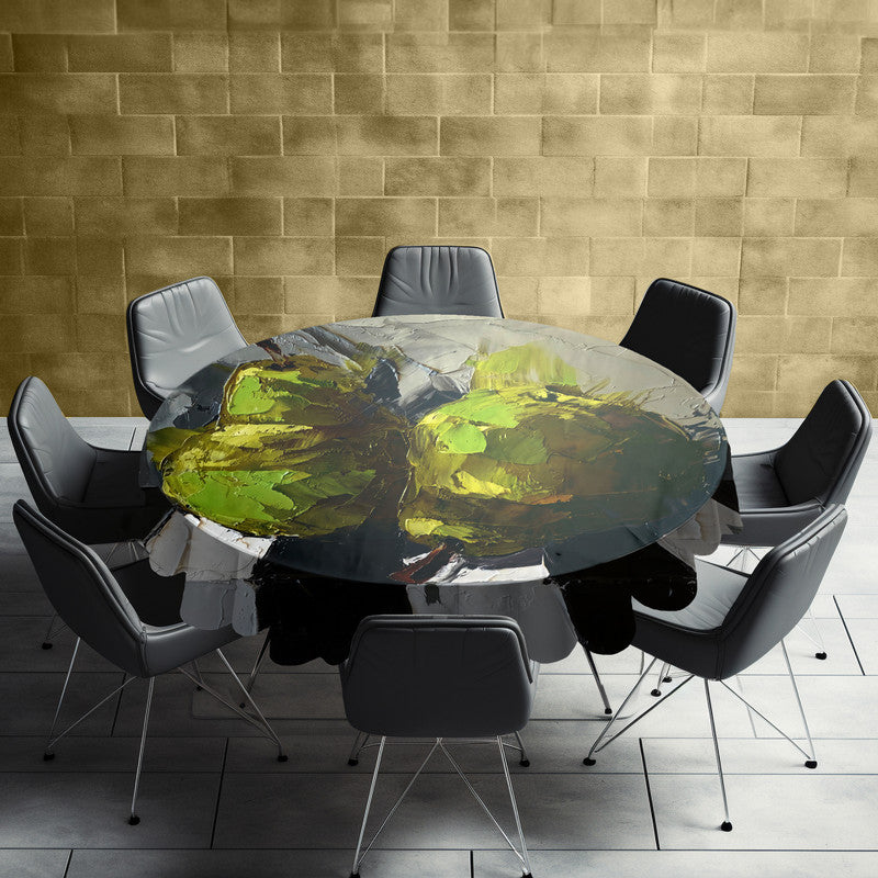 Pair Of Pears Round Tablecloth by Juanette Menderoi