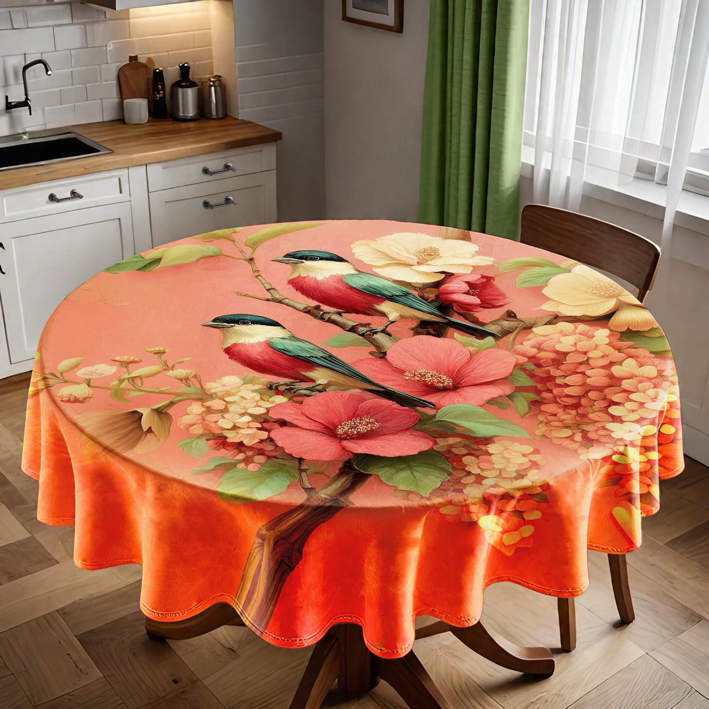 Pair of Birds Round Tablecloth