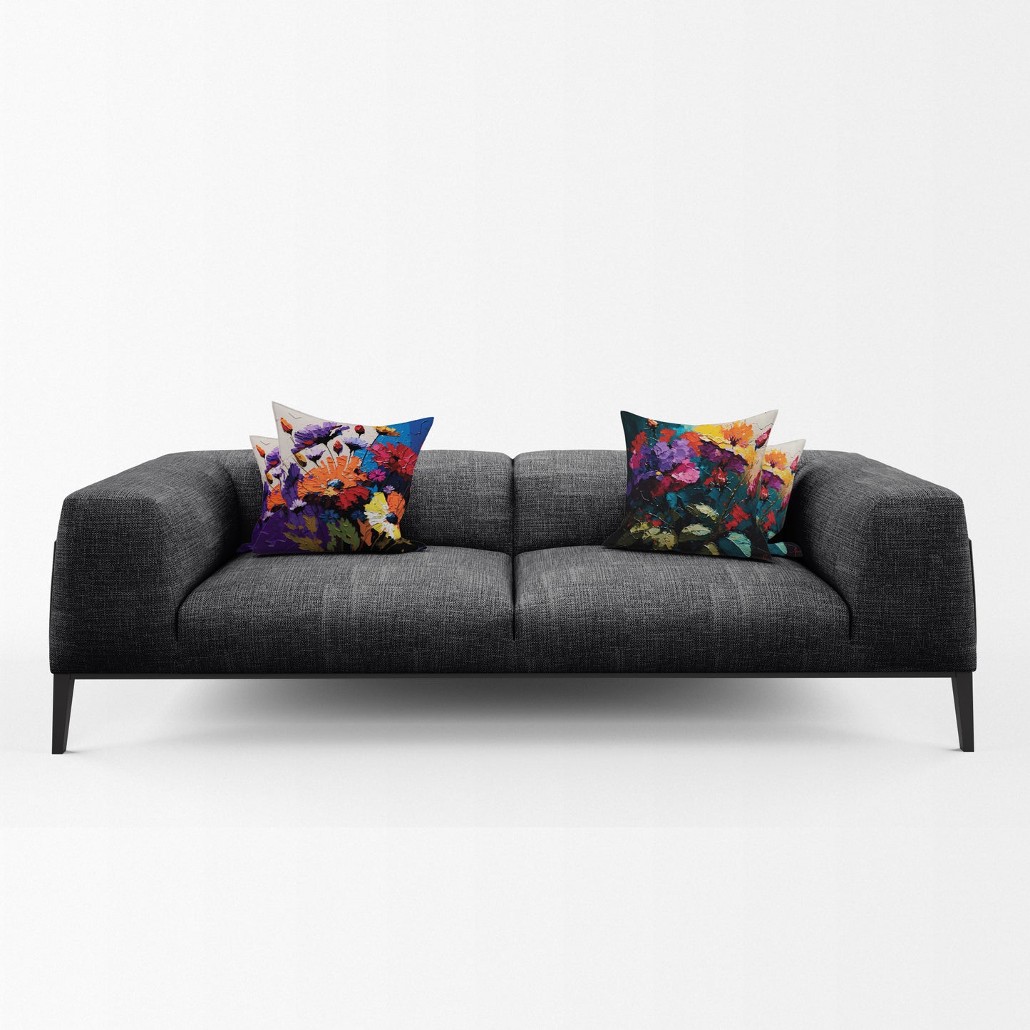 Palette Knife Painted Flowers Luxury Scatter Covers (Set of 4)