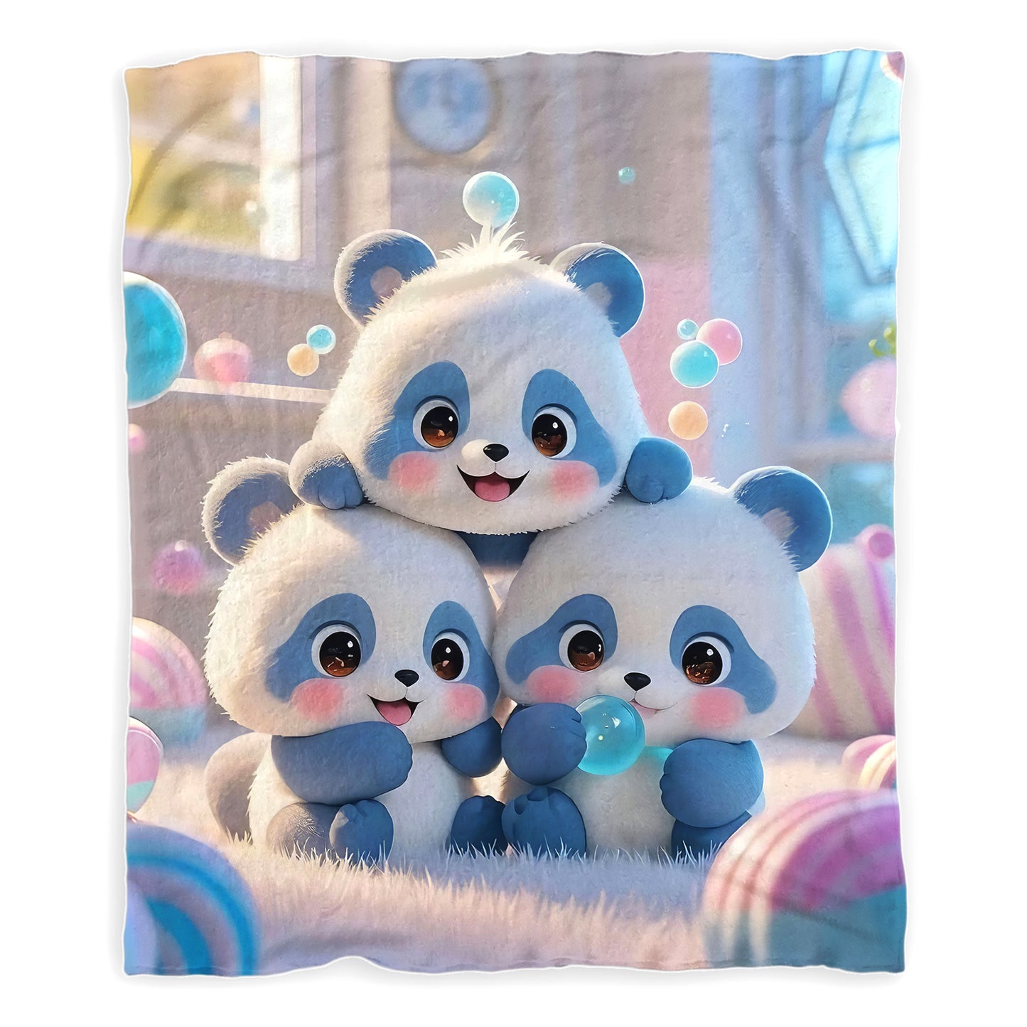 Panda Puff Minky Blanket