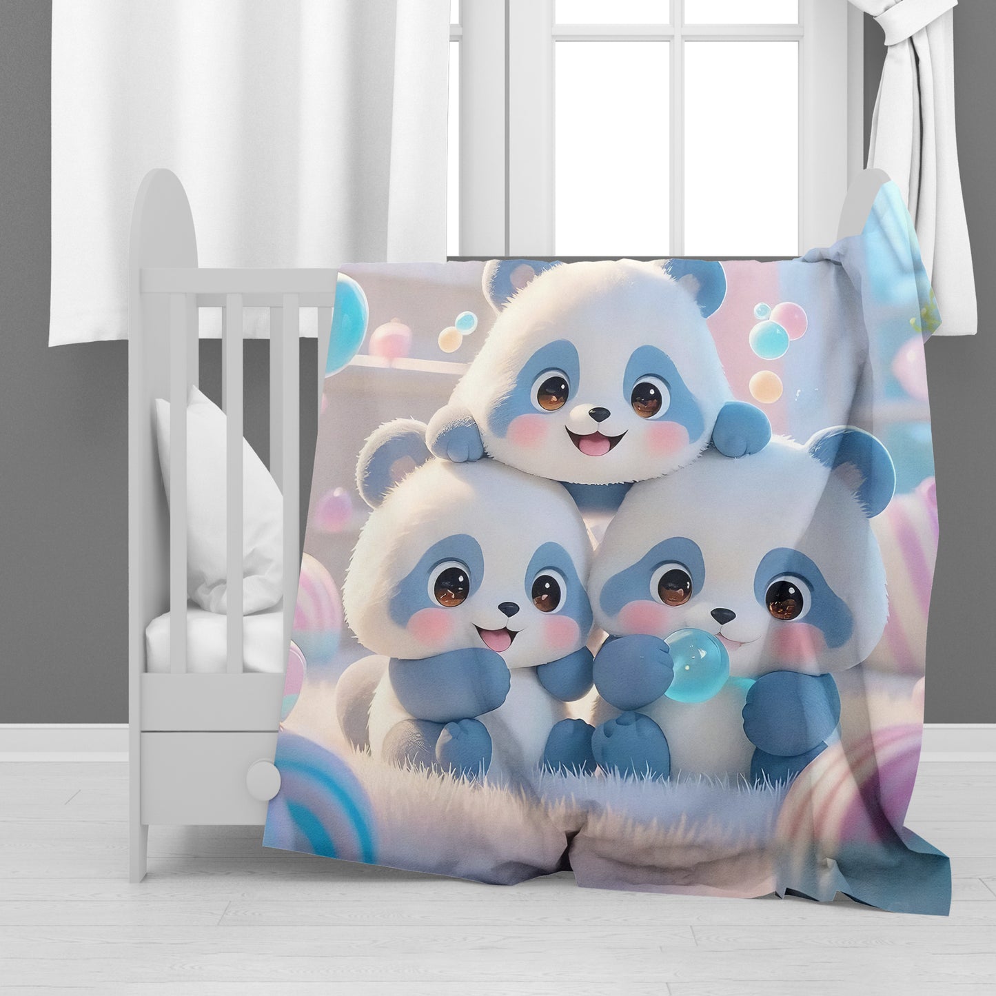 Panda Puff Minky Blanket