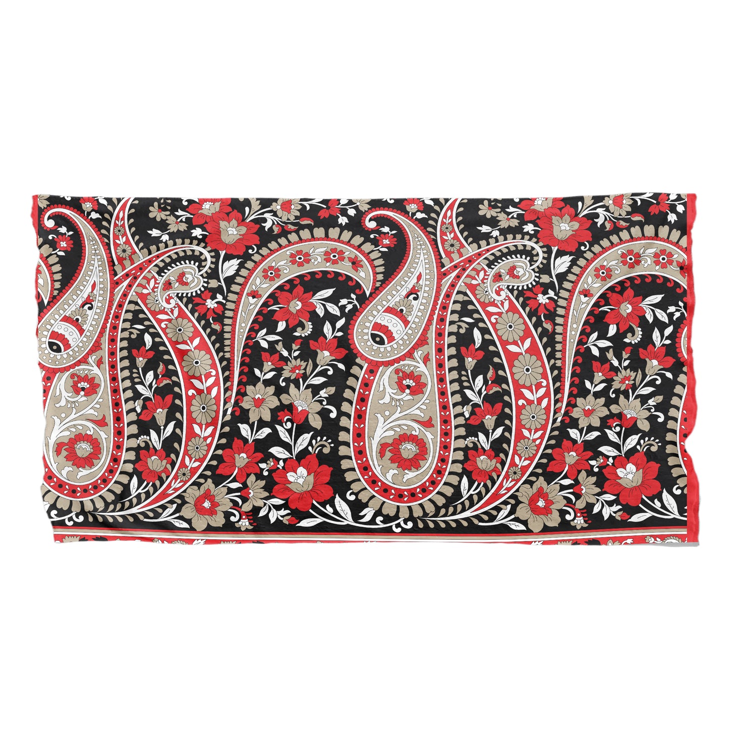 Paisley Red Flower Pattern Light Bed Throw
