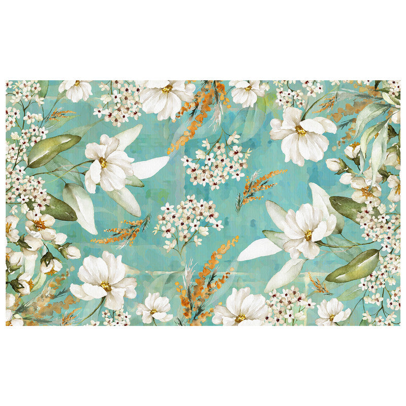Pastel Teal Flower Pattern Rectangle Tablecloth by Mark van Vuuren