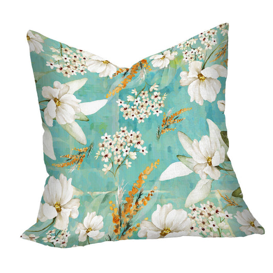 Pastel Teal White Flower with Gold Leaves Luxury Scatter by Mark van Vuuren