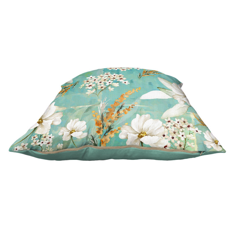 Pastel Teal White Flower with Gold Leaves Luxury Scatter by Mark van Vuuren