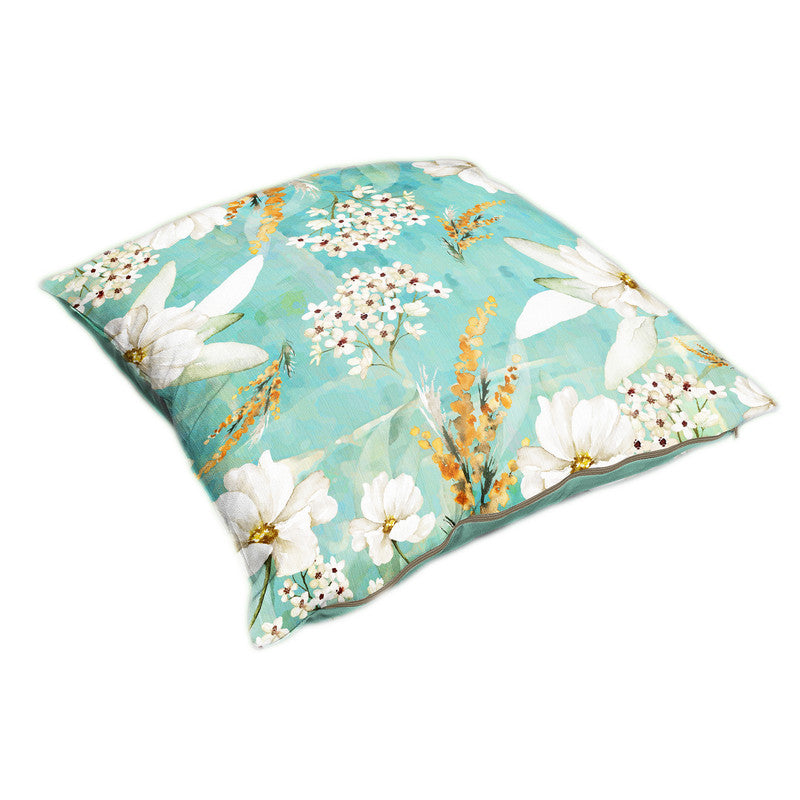 Pastel Teal White Flower with Gold Leaves Luxury Scatter by Mark van Vuuren