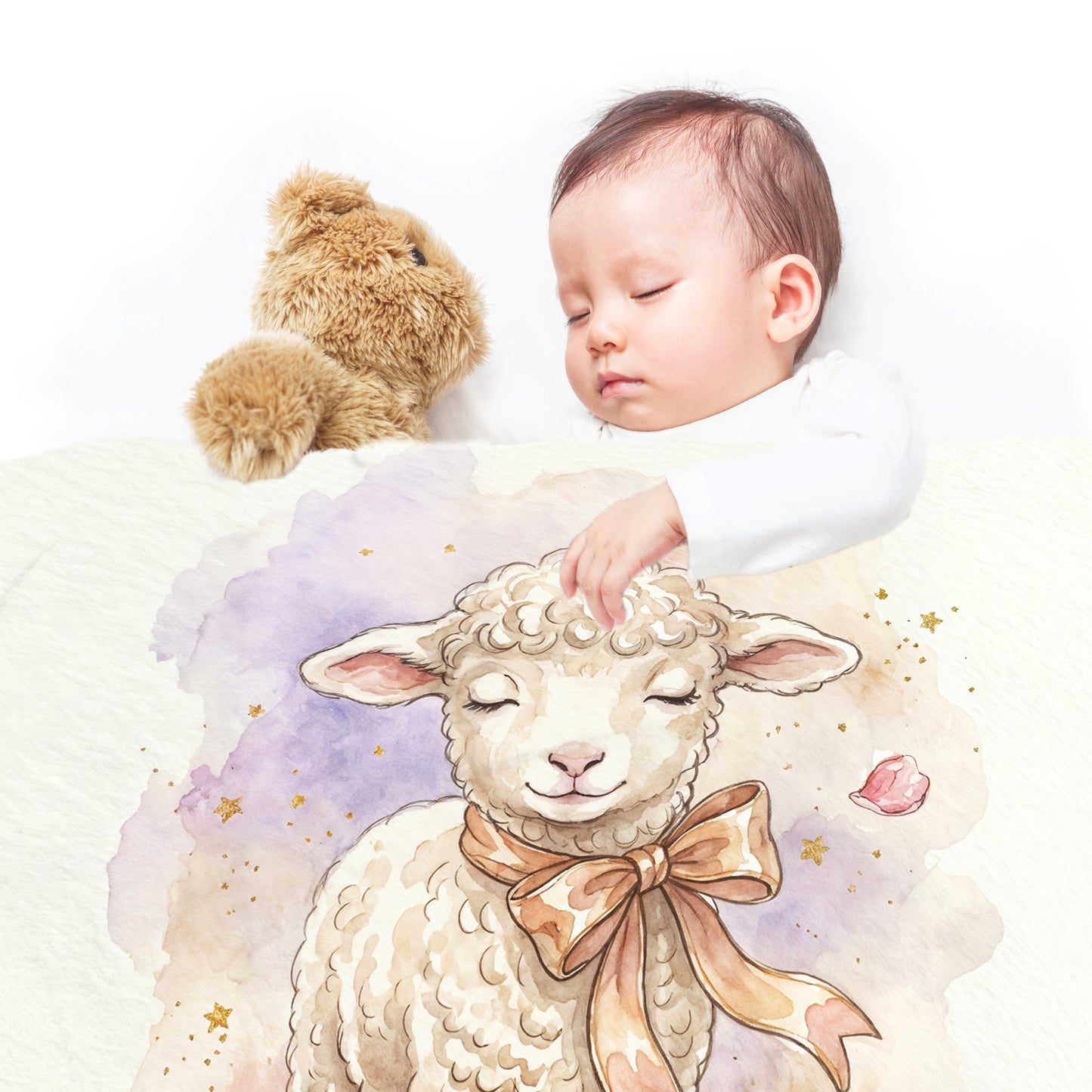 Pastel Baby Lamb Baby Fleece Blanket