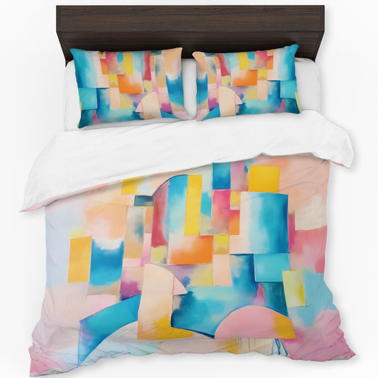 Pastel Blended Cubism Duvet Cover Set