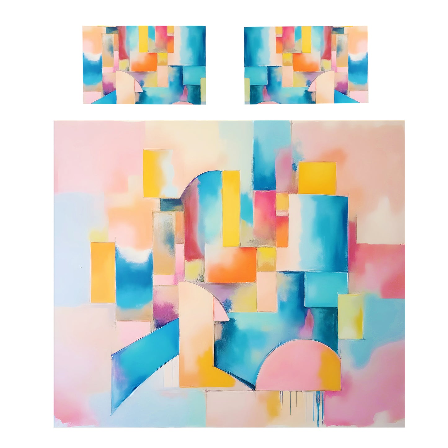 Pastel Blended Cubism Duvet Cover Set