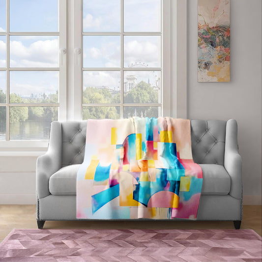 Pastel Blended Cubism Light Weight Fleece Blanket