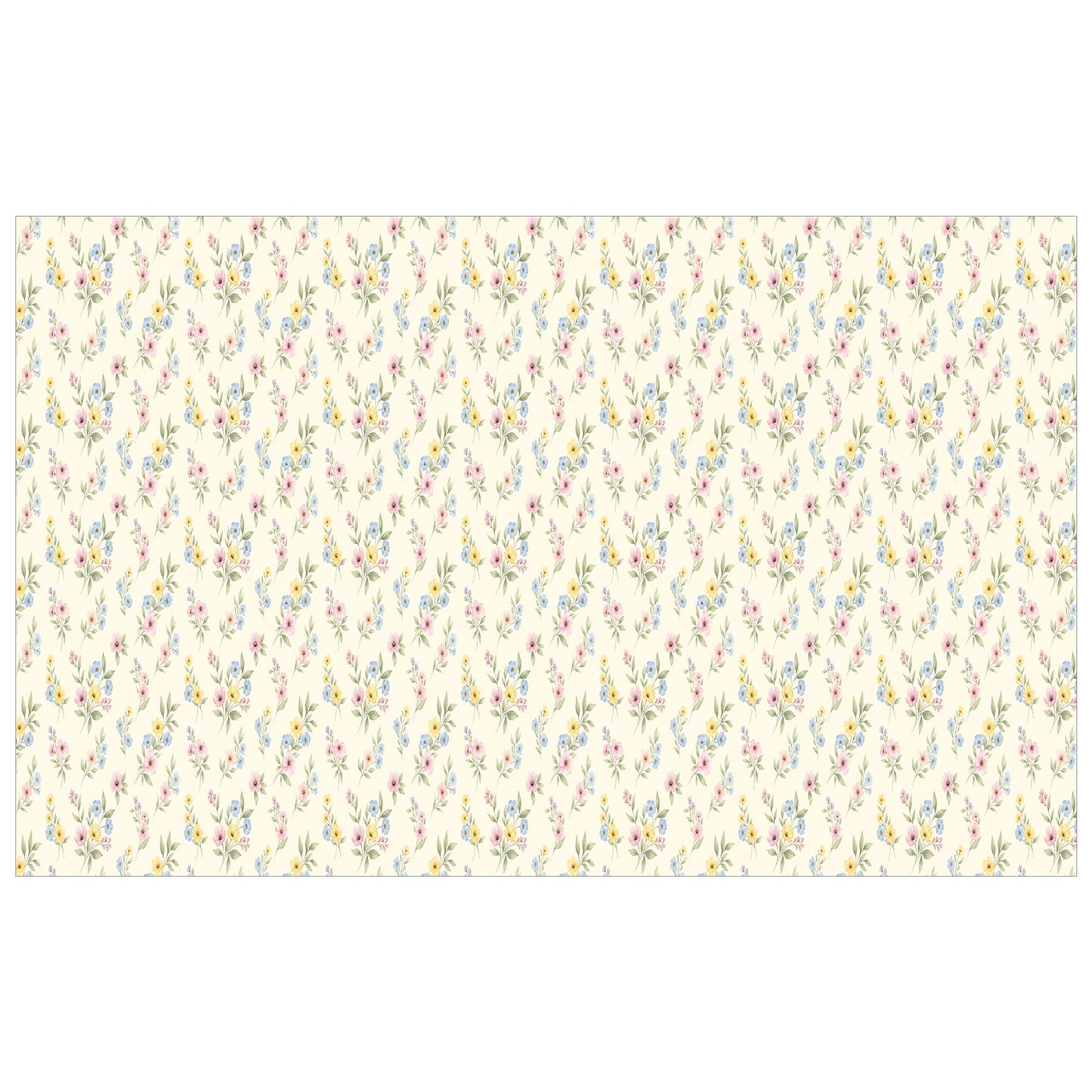 Pastel Bouquets on Soft Yellow Rectangle Tablecloth