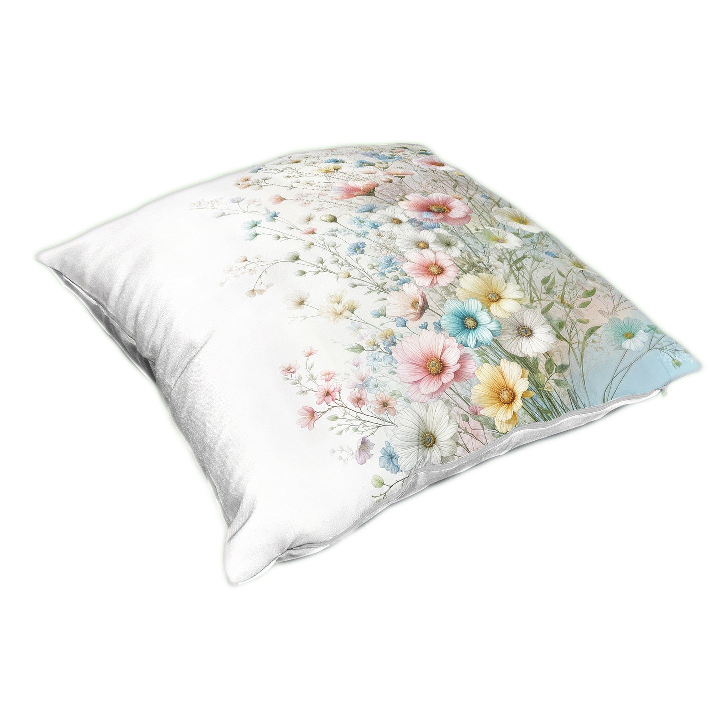 Pastel Flowers on White Luxury Scatter