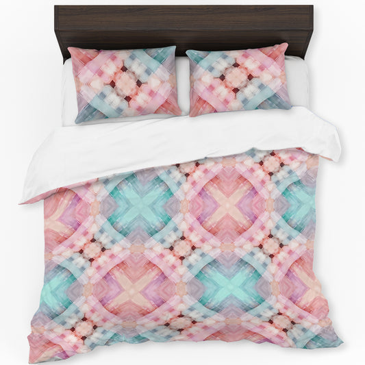 Pastel Plaid Checks Duvet Cover Set