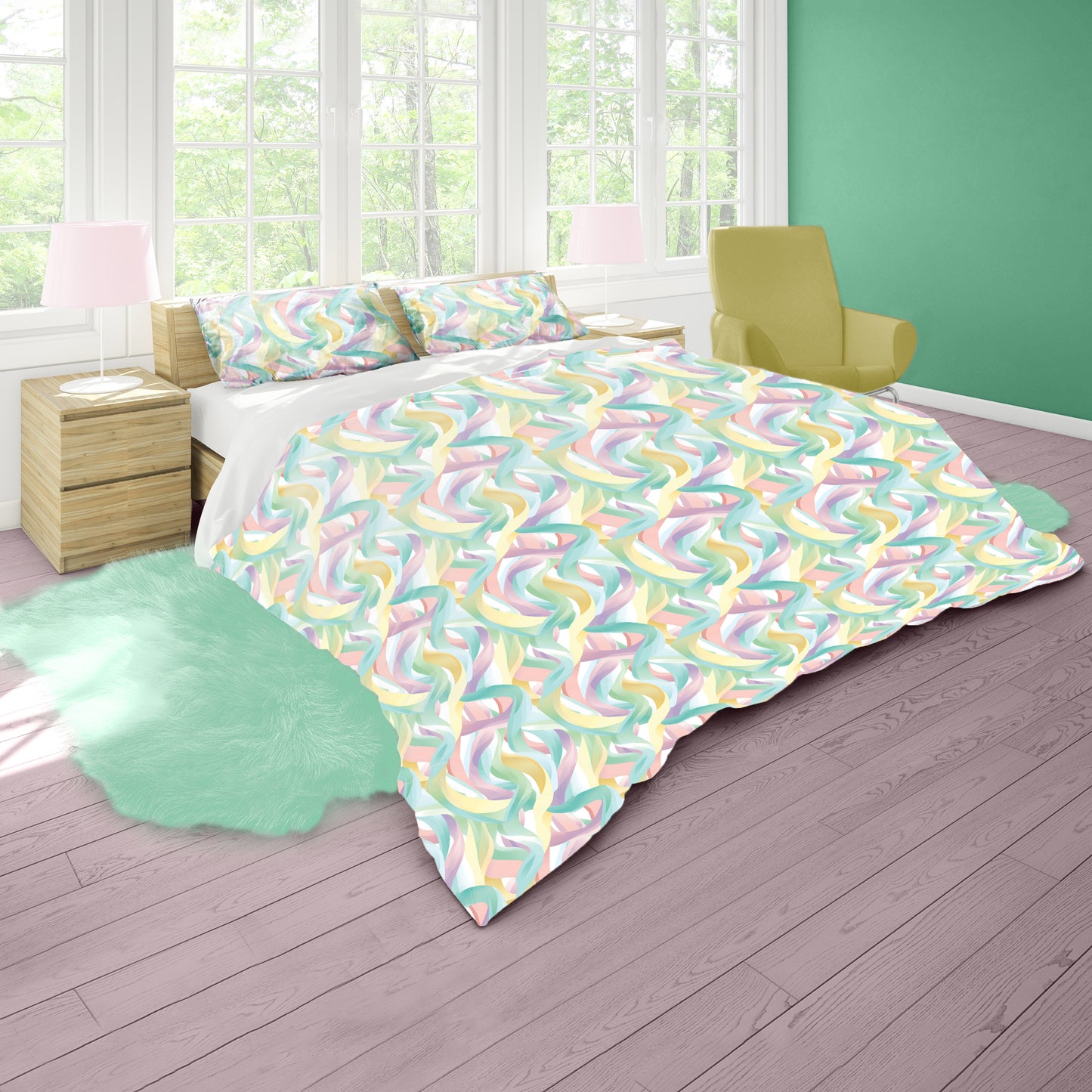 Pastel Twirls Duvet Cover Set