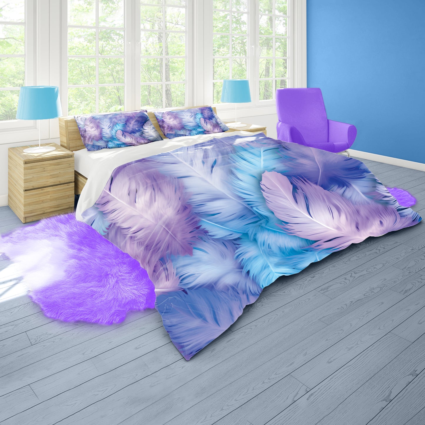 Pastel Feathers Duvet Cover Set