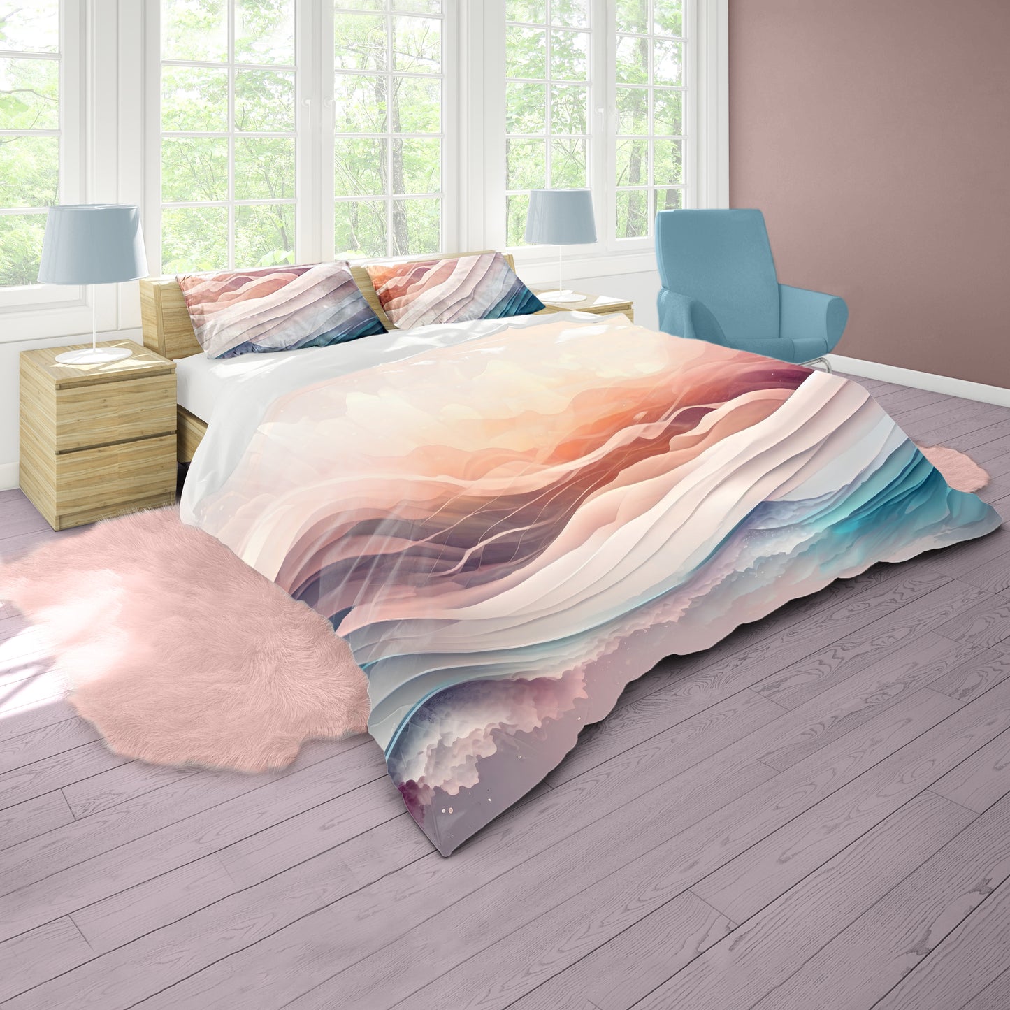 Pastel Waves Duvet Cover Set