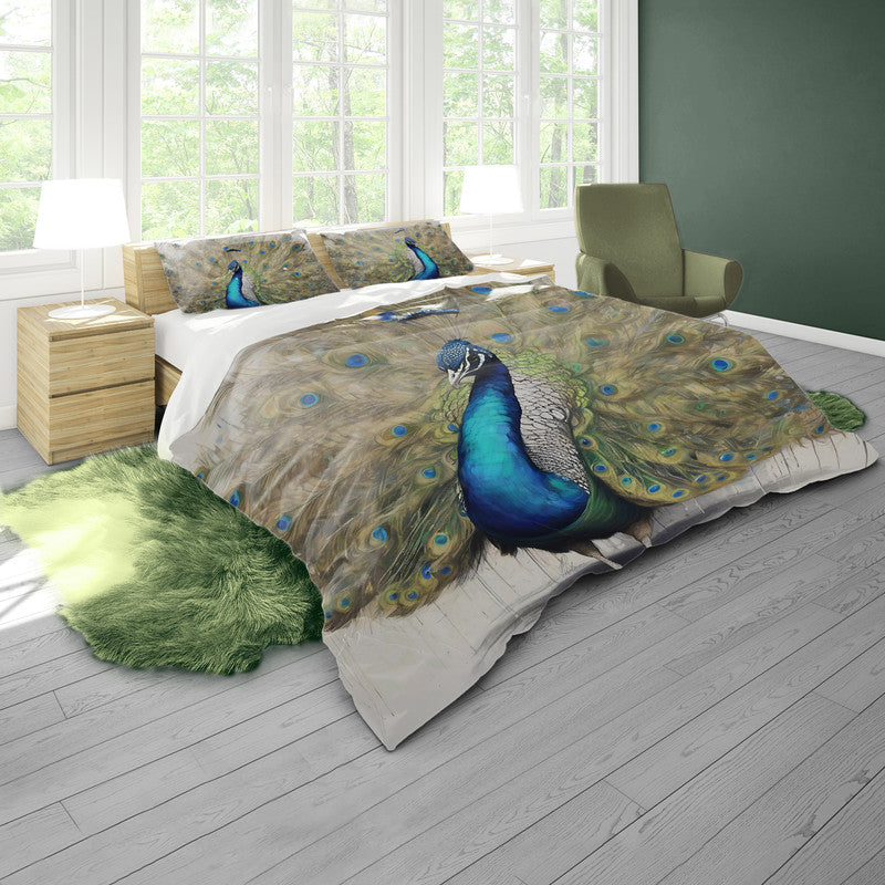 Pavo Cristatus Plumage Peacock By Nathan Pieterse Duvet Cover Set