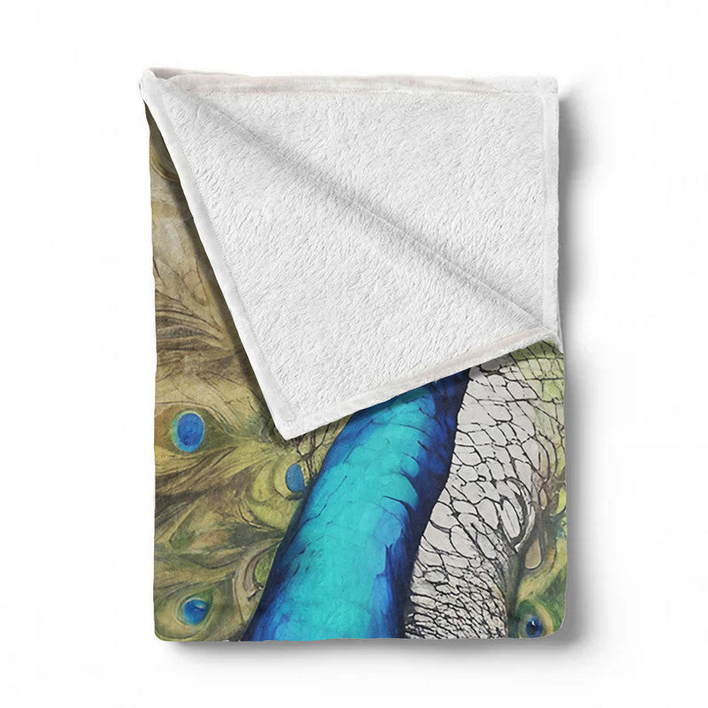 Pavo Cristatus Plumage Peacock Light Weight Fleece Blanket By Nathan Pieterse