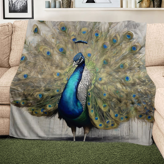Pavo Cristatus Plumage Peacock Light Weight Fleece Blanket By Nathan Pieterse