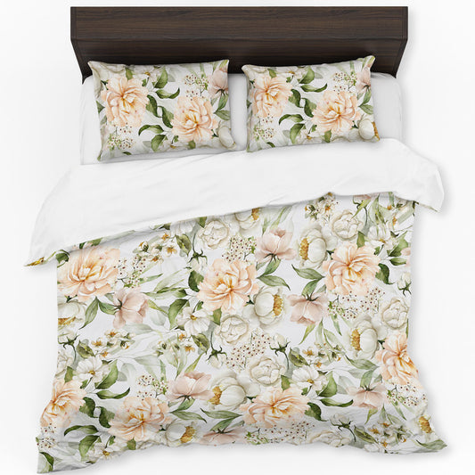 Peach Pearl Flower Tone Duvet Cover Set by Mark van Vuuren