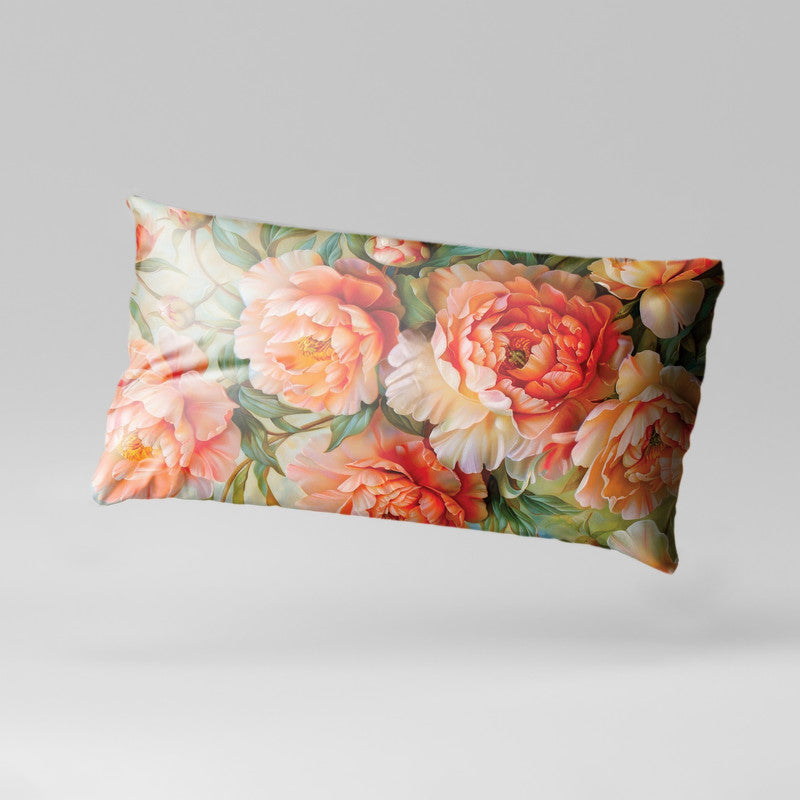 Peach Peonies Oblong Luxury Scatter