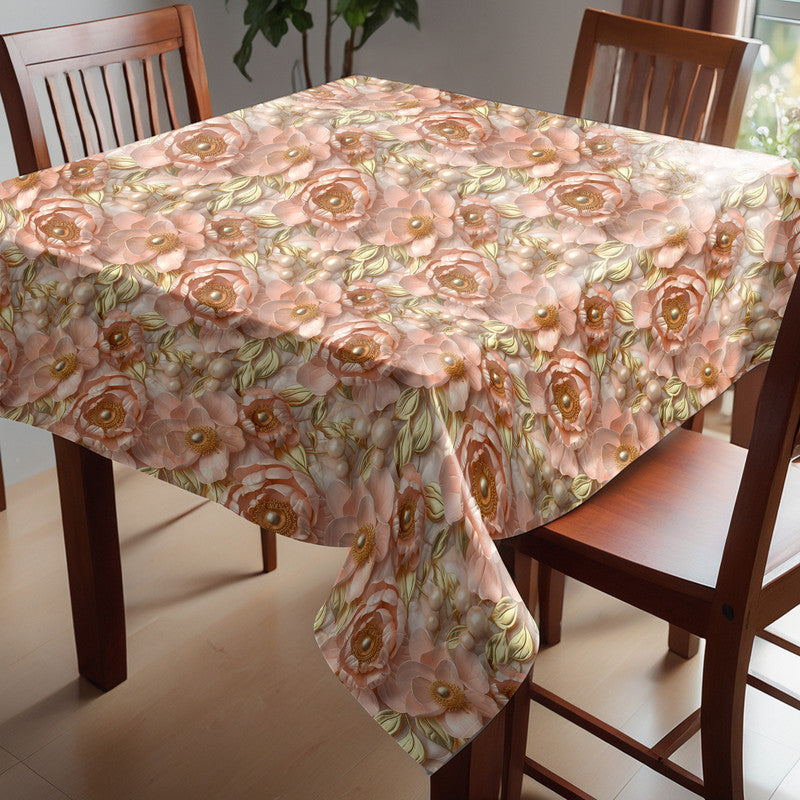 Peach Peonies Square Tablecloth