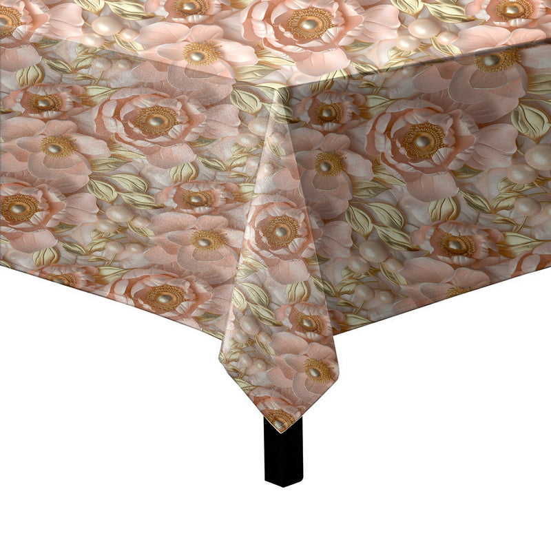 Peach Peonies Square Tablecloth