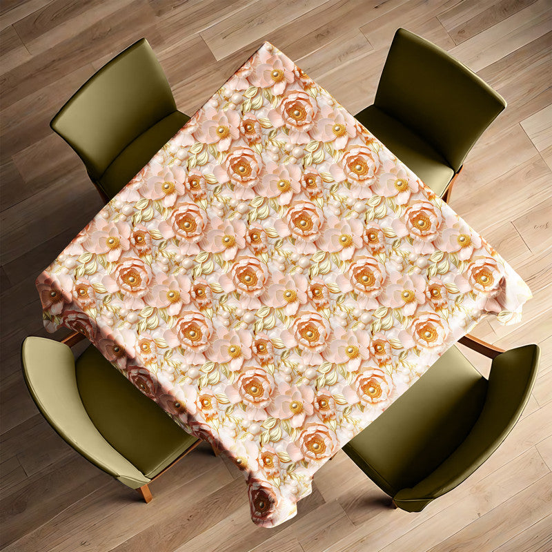Peach Peonies Square Tablecloth
