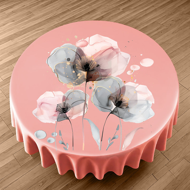Peach Poppy Round Tablecloth