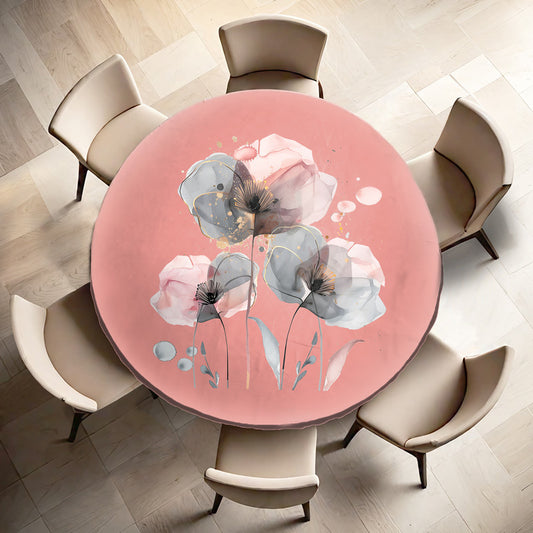 Peach Poppy Round Tablecloth