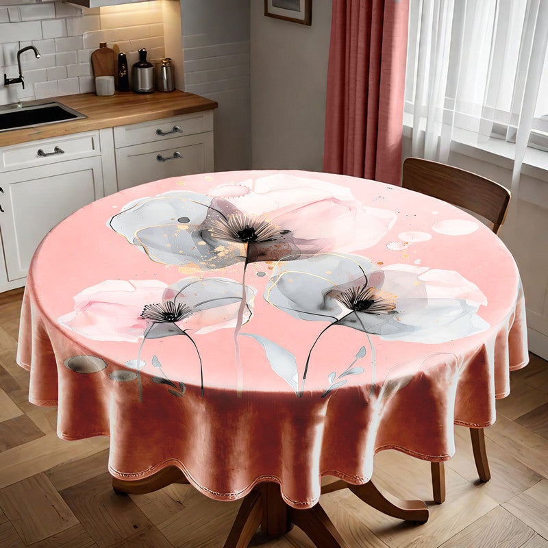 Peach Poppy Round Tablecloth