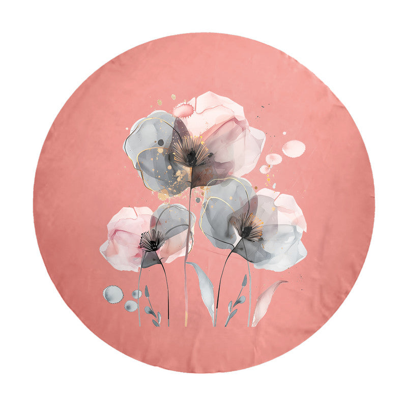 Peach Poppy Round Tablecloth